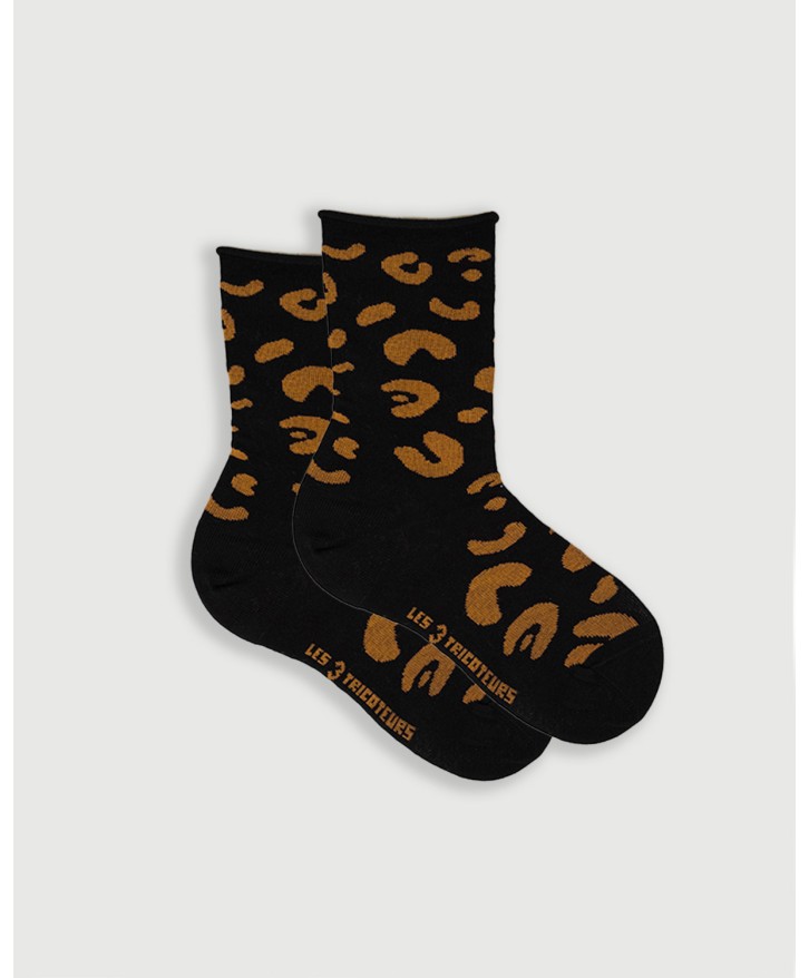 Chaussettes roulottées léopard -