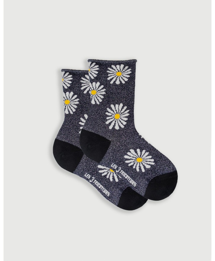 Chaussettes marguerites à paillettes -