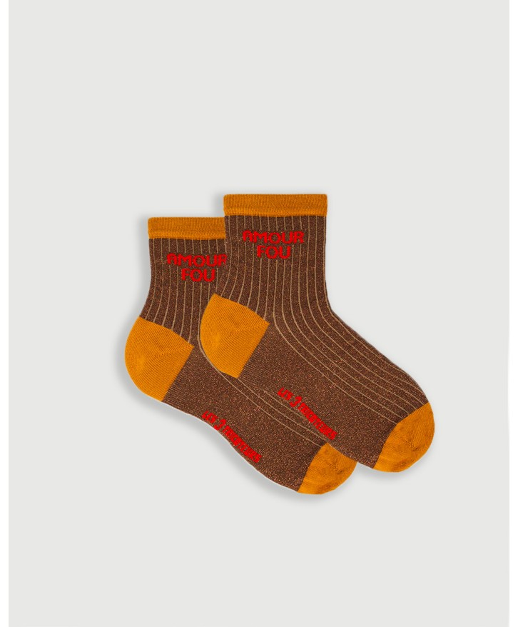 Chaussettes côtelées paillettes "Amour fou" -