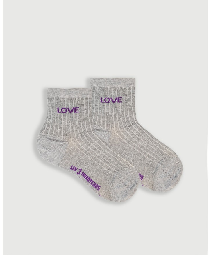 Chaussettes côtelées paillettes "Love" -