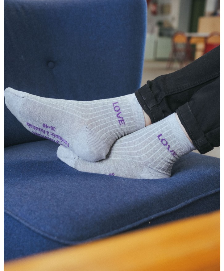 Chaussettes côtelées paillettes "Love"