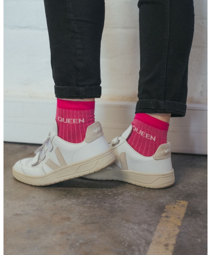 Chaussettes côtelées paillettes "Queen"