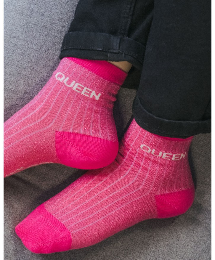 Chaussettes côtelées paillettes "Queen"