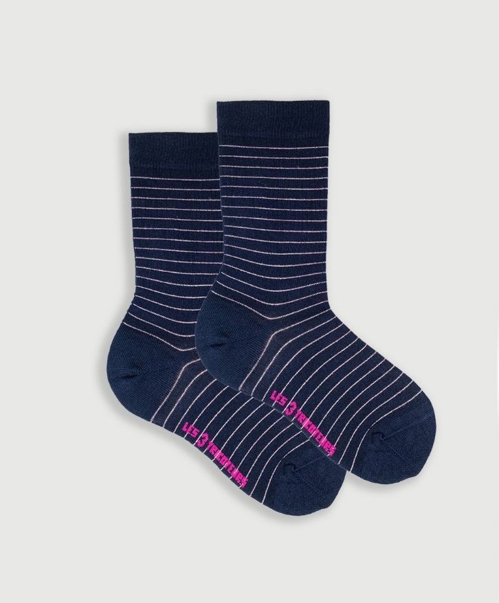 Chaussettes fines rayures paillettes -