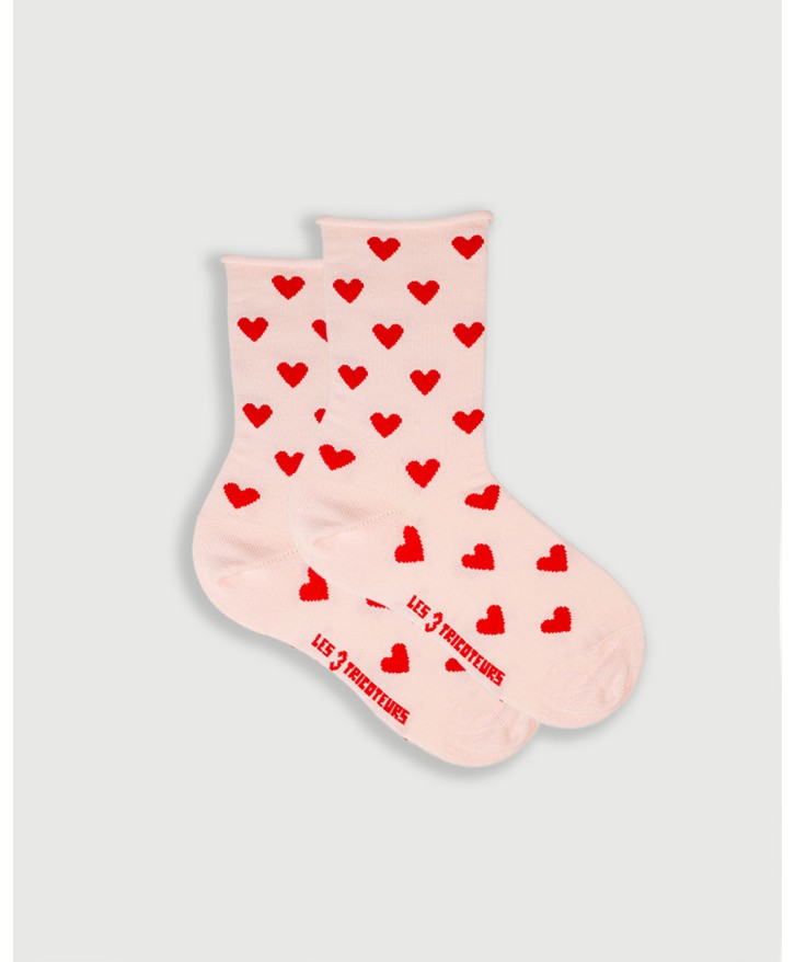 Chaussettes roulottées cœurs -
