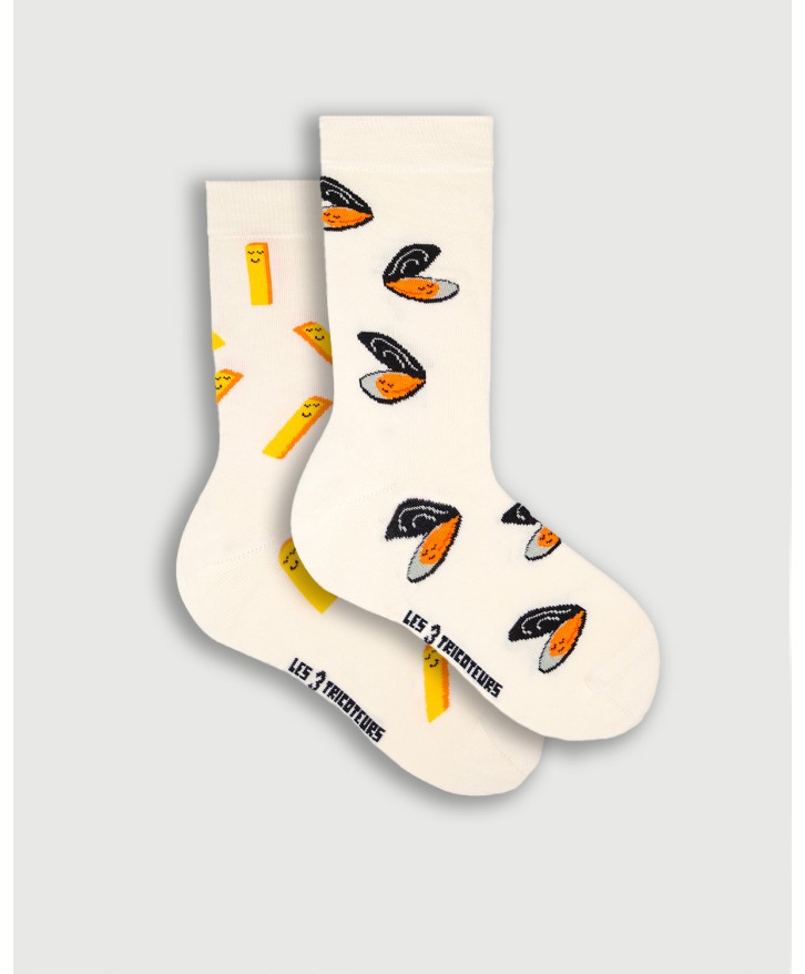 Chaussettes hautes moules frites dépareillées