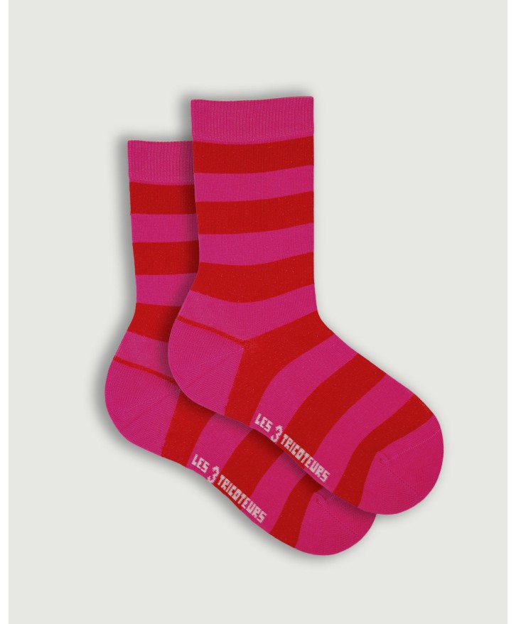 Chaussettes hautes rayées coton -
