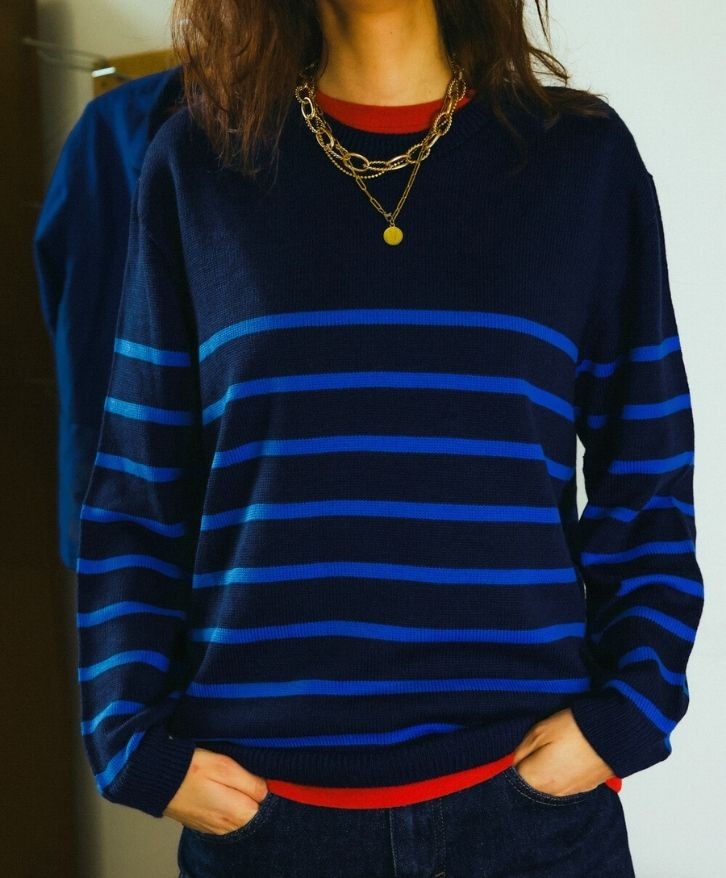 Pull mérinos rayé femme