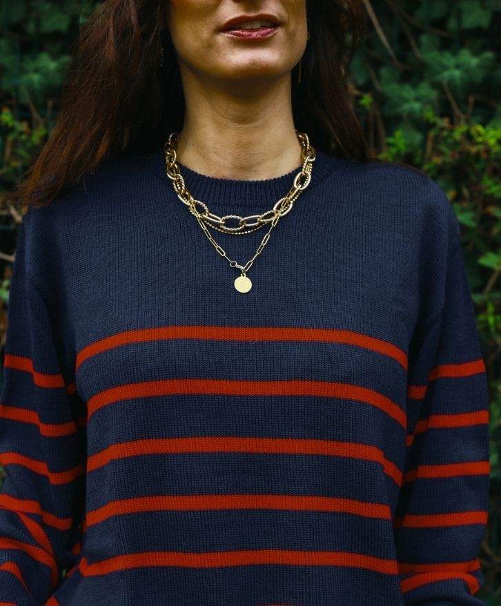 Pull mérinos rayé femme