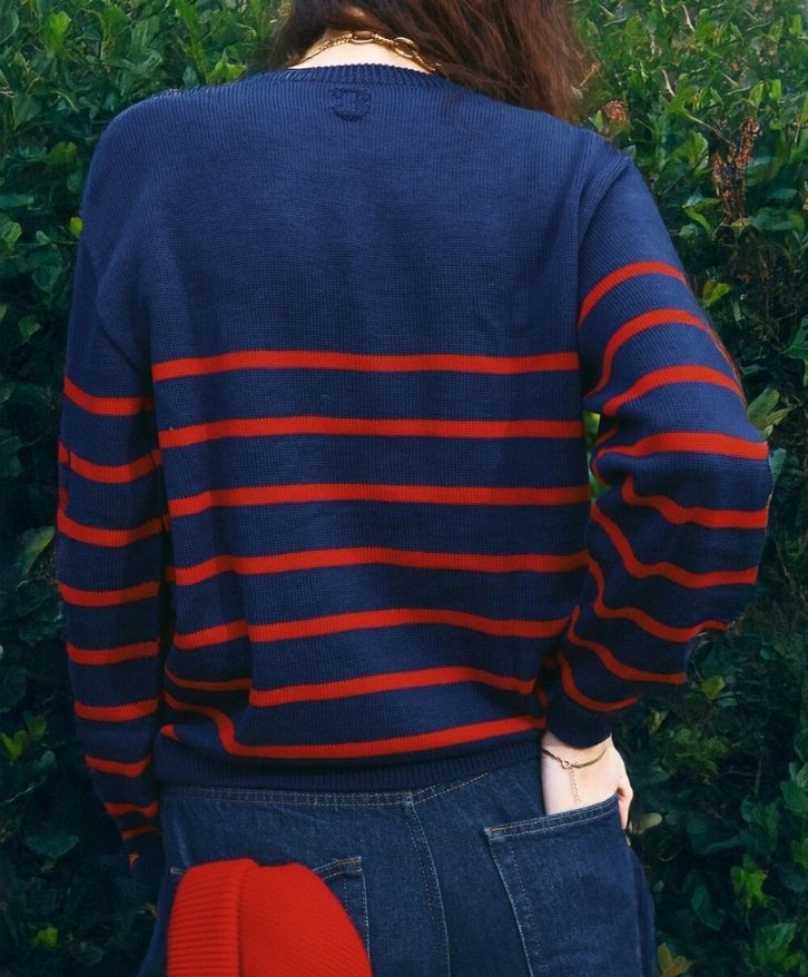 Pull mérinos rayé femme