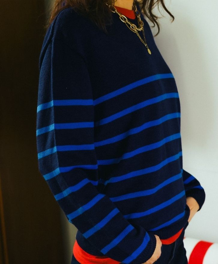 Pull mérinos rayé femme