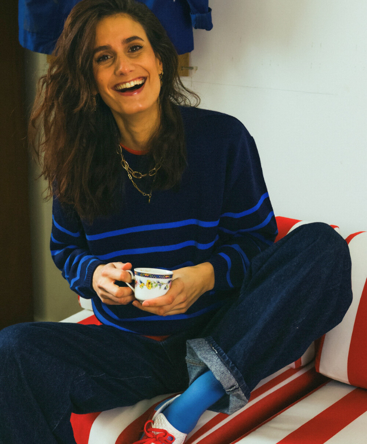 Pull mérinos rayé femme