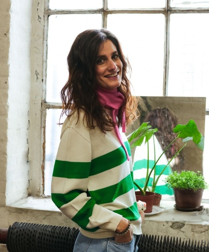 Pull mérinos rayé grandes lignes femme -