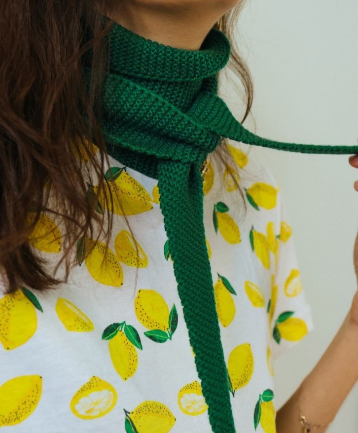 Foulard en laine mérinos vert émeraude