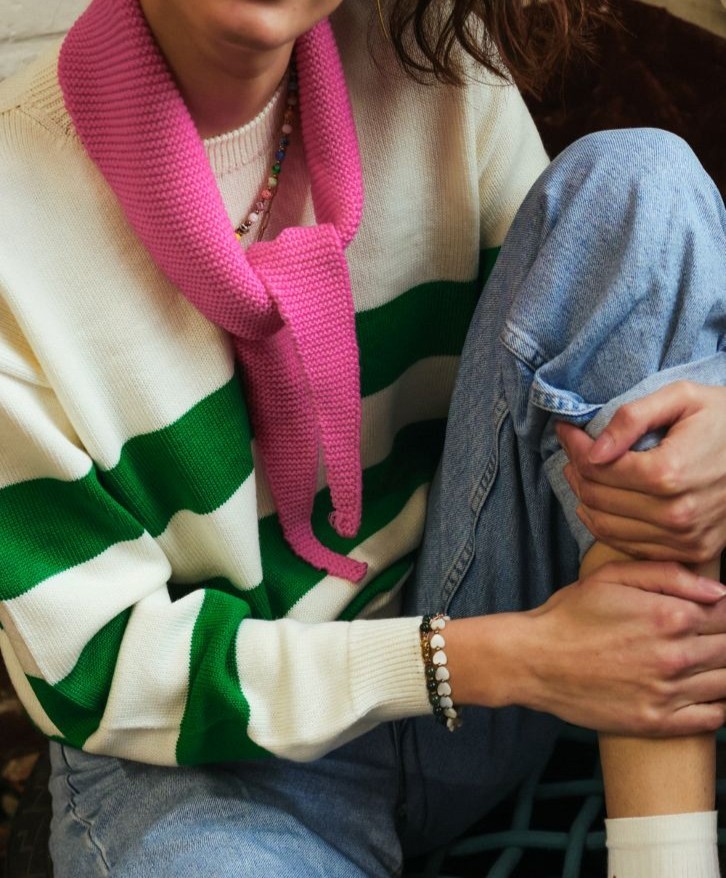 Foulard en laine mérinos rose -