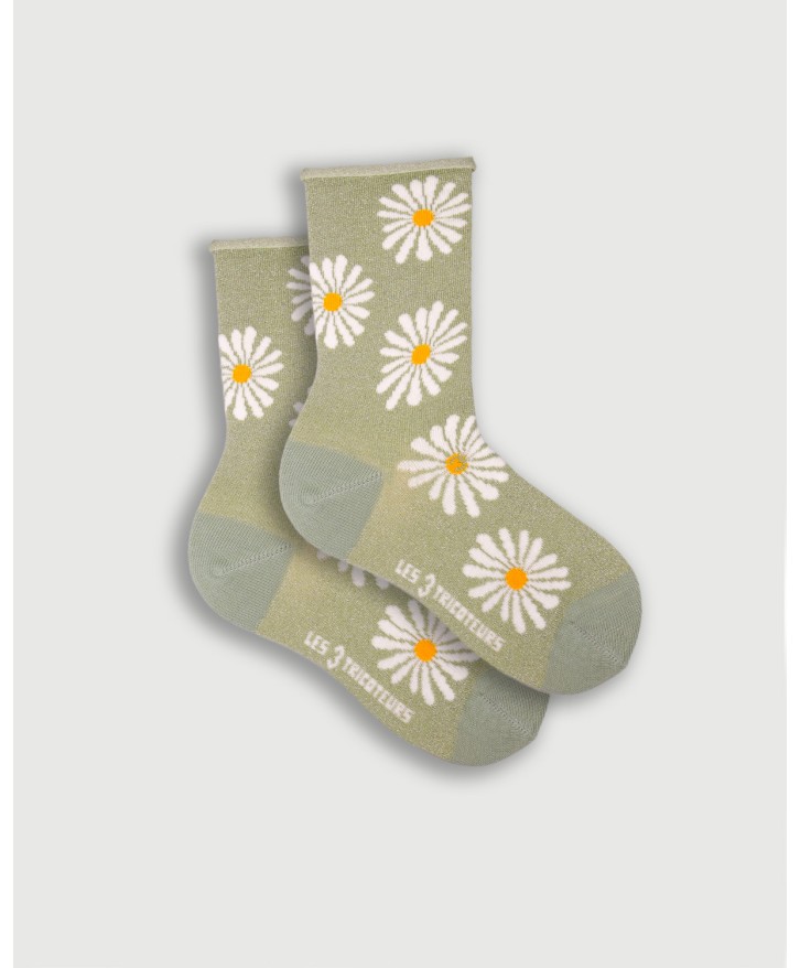 Chaussettes marguerites à paillettes
