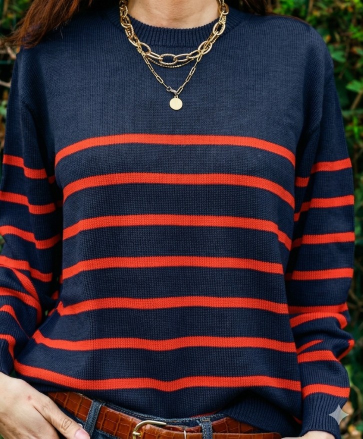 Pull mérinos rayé femme -