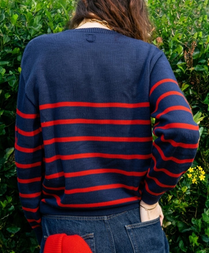 Pull mérinos rayé femme