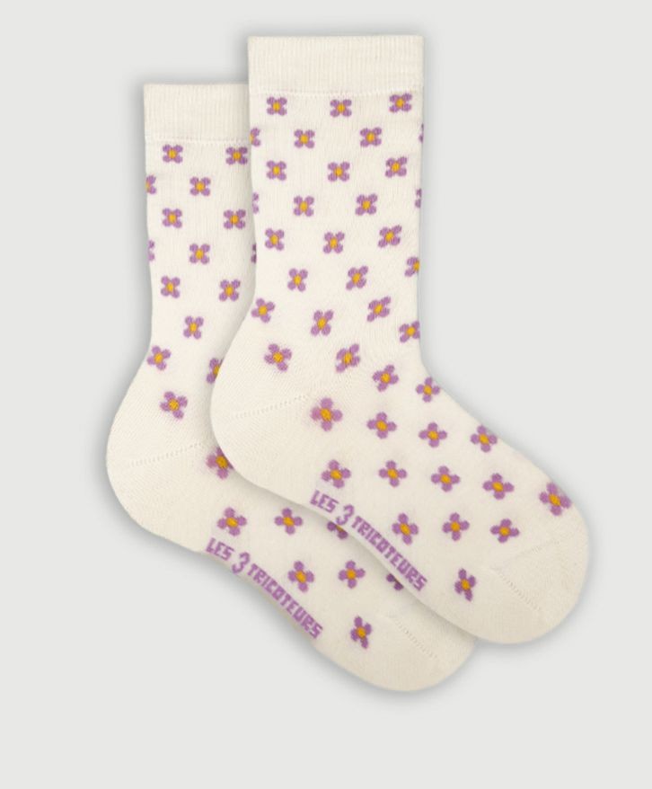 Chaussettes petites fleurs en coton bio -