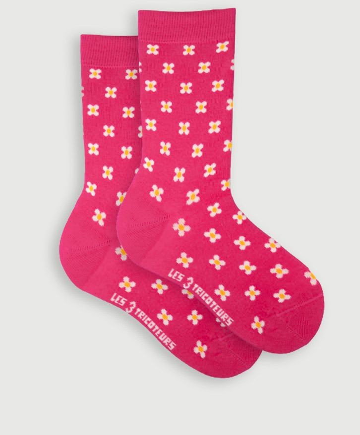 Chaussettes petites fleurs en coton bio