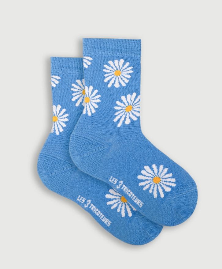 Chaussettes hautes motifs marguerites -