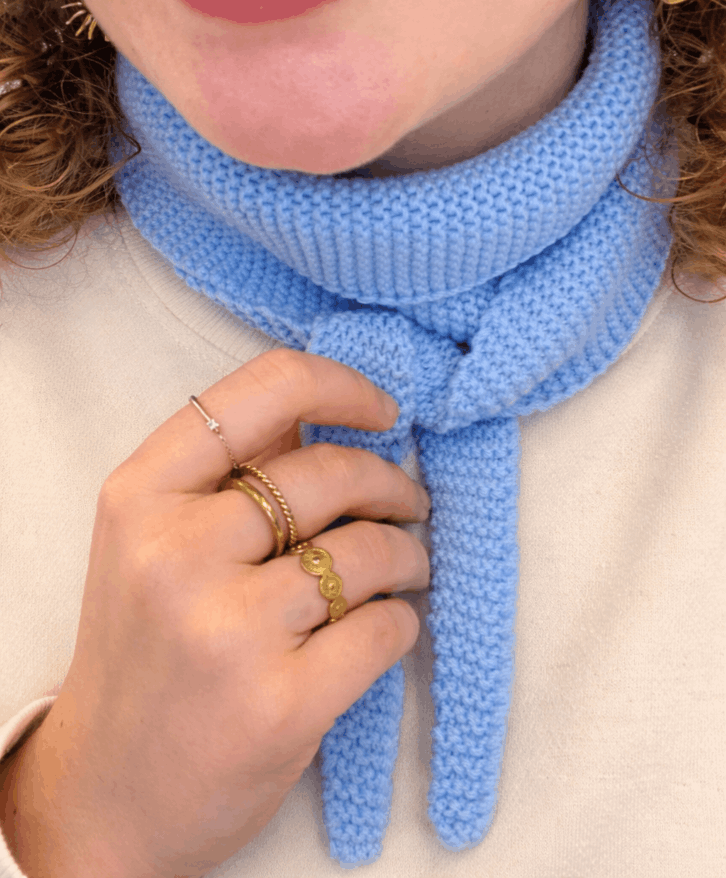 Foulard en laine mérinos bleu ciel -
