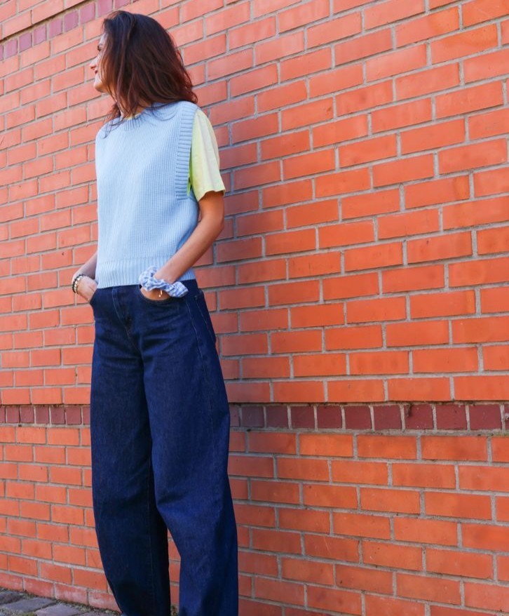 Pull sans manches bleu ciel -