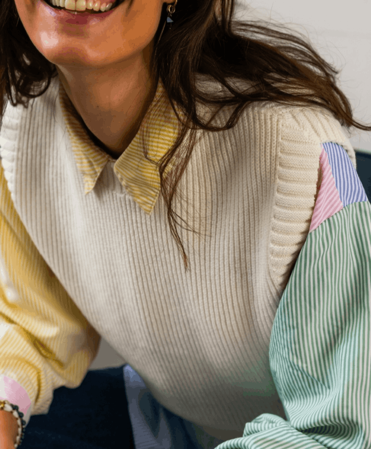 Pull sans manches écru