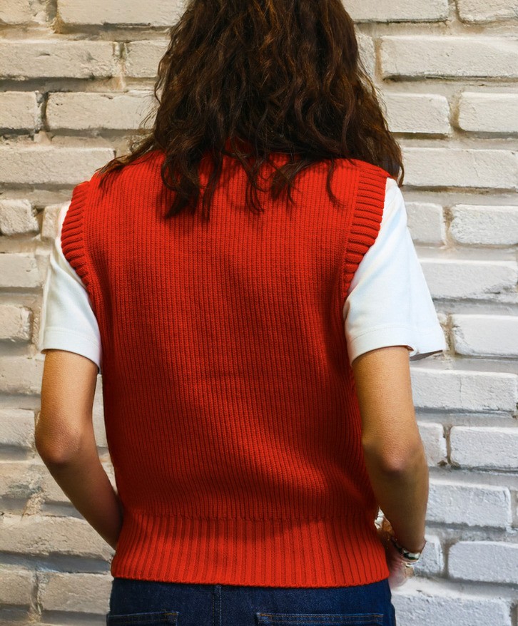 Pull sans manches coquelicot -