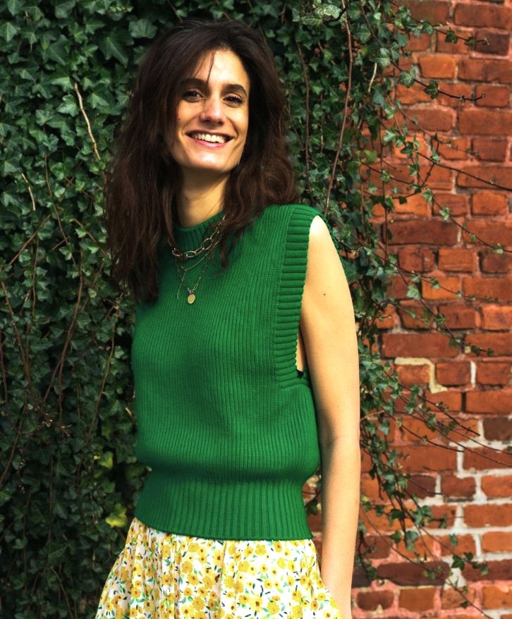 Pull sans manches vert -