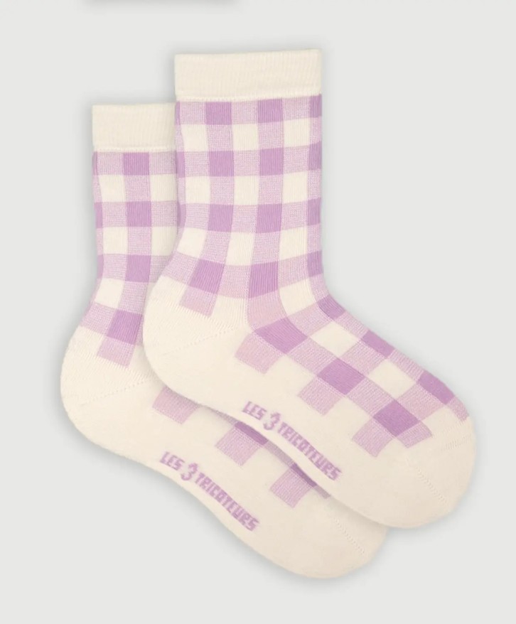 Chaussettes vichy pastel -