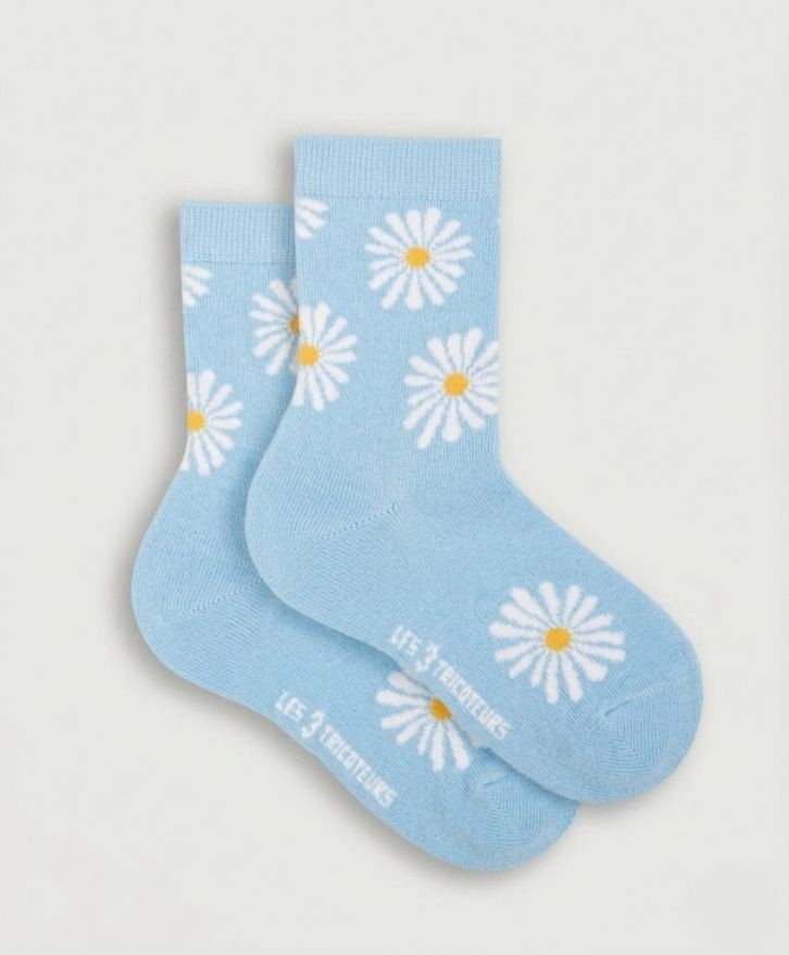 Chaussettes hautes motifs marguerites -