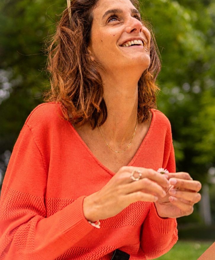 Pull mérinos ajouré corail