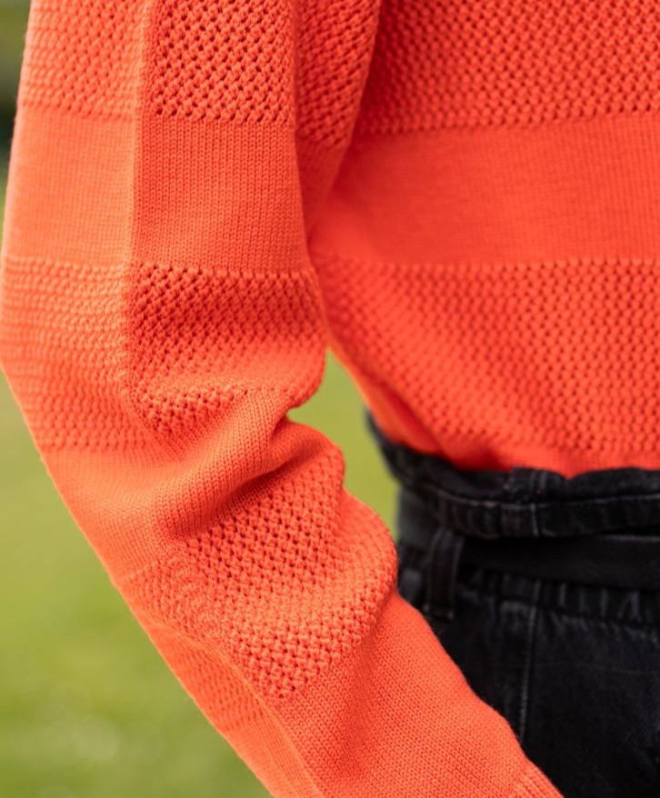 Pull mérinos ajouré corail