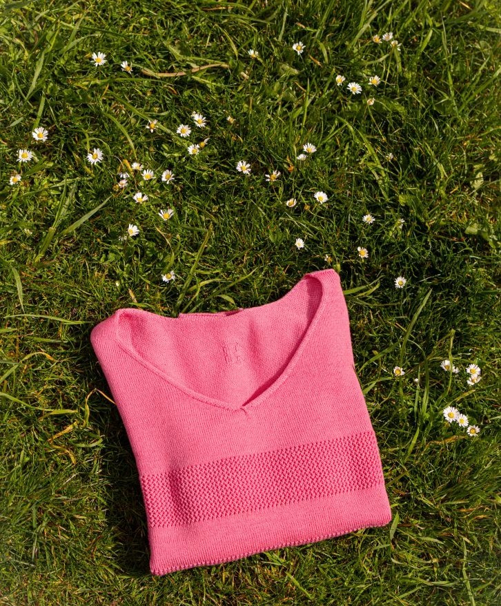 Pull mérinos ajouré rose