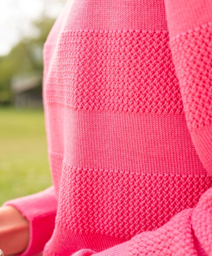 Pull mérinos ajouré rose -