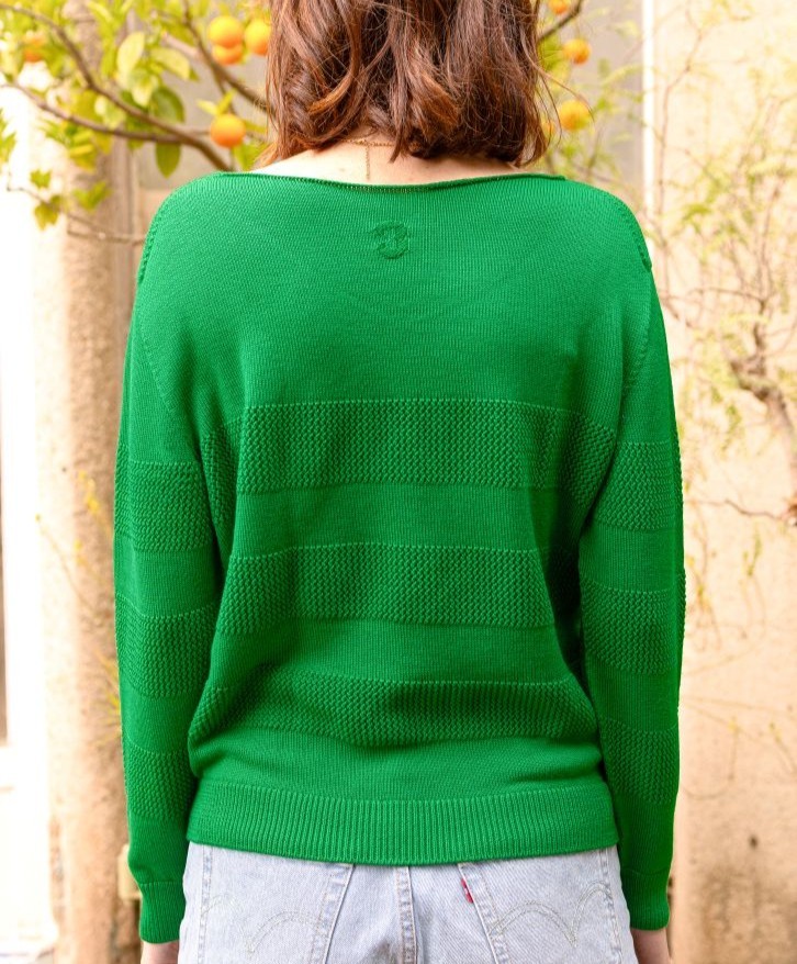 Pull mérinos ajouré vert