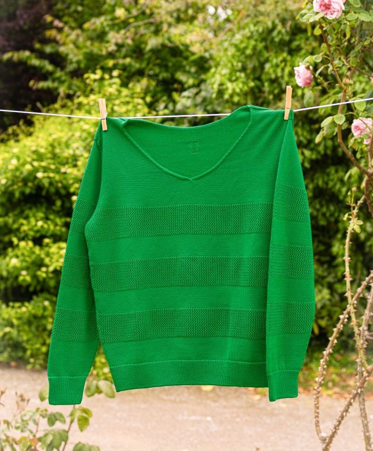 Pull mérinos ajouré vert -