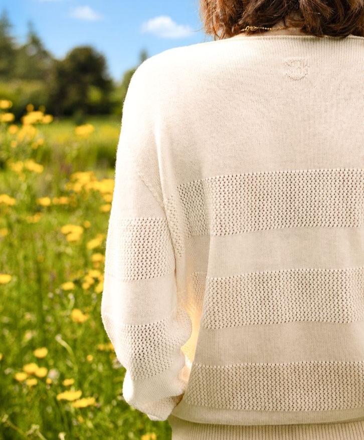 Pull mérinos ajouré écru -