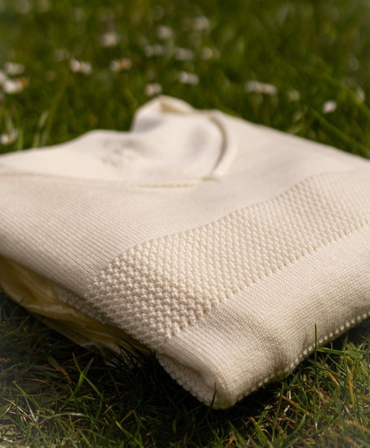 Pull mérinos ajouré écru