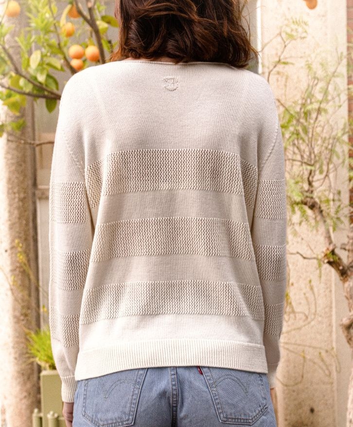 Pull mérinos ajouré écru -