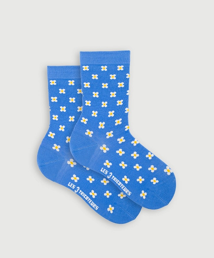 Chaussettes petites fleurs en coton bio -