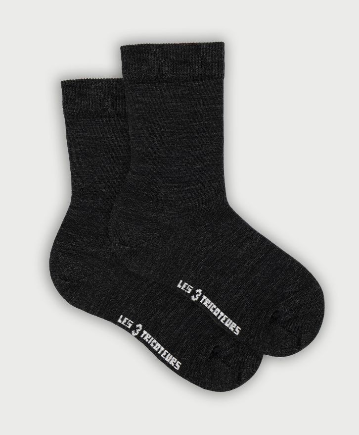 Chaussettes fines en laine mérinos française - Gris anthracite