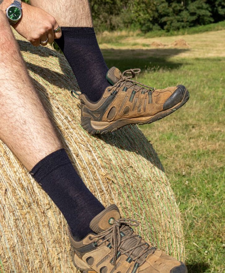 Chaussettes fines en laine mérinos française - Gris anthracite