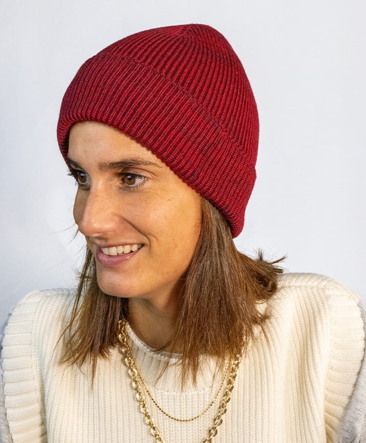 Bonnet chiné bordeaux et rouge