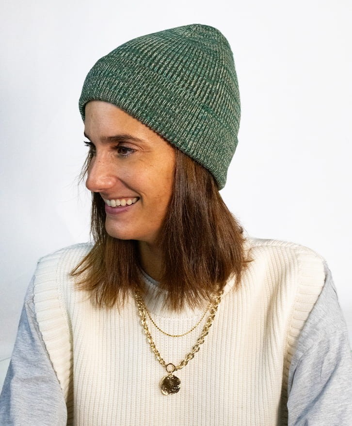 Bonnet chiné kaki et sable