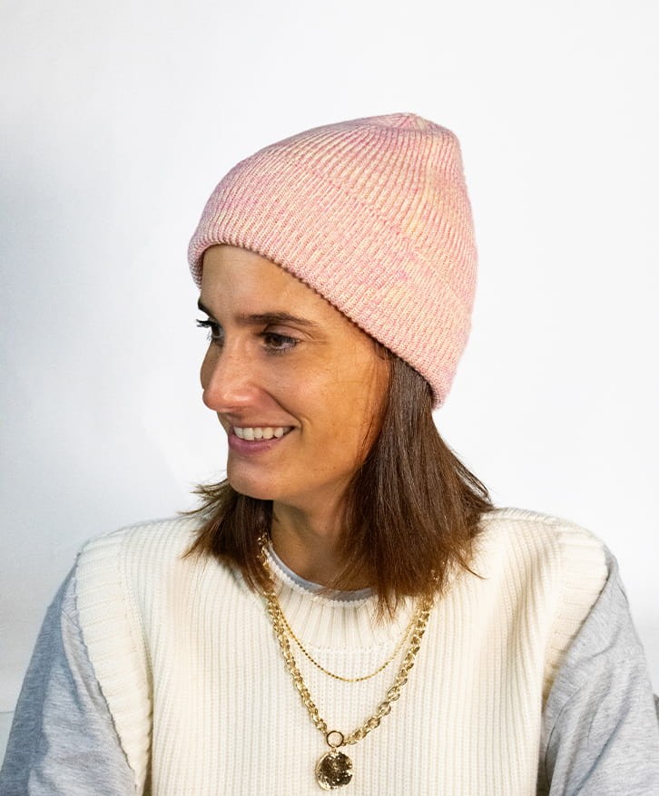 Bonnet chiné rose et jaune