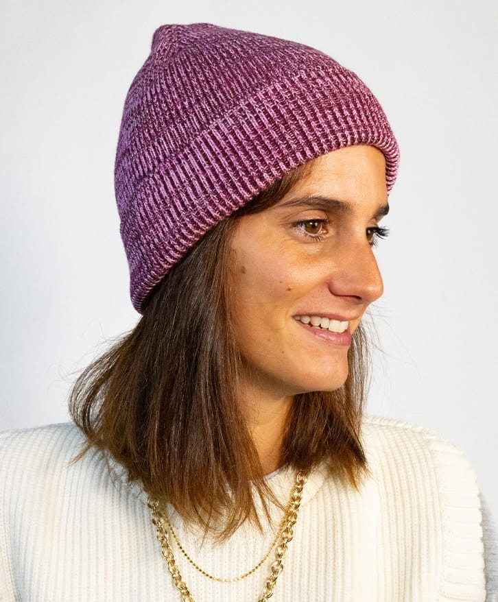 Bonnet chiné bordeaux et rose -