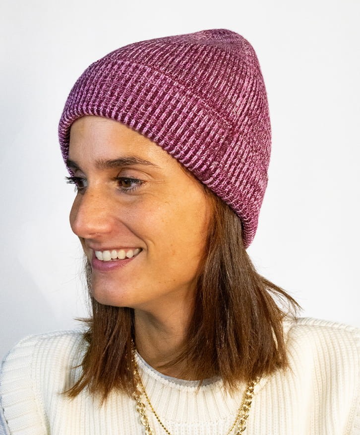 Bonnet chiné bordeaux et rose