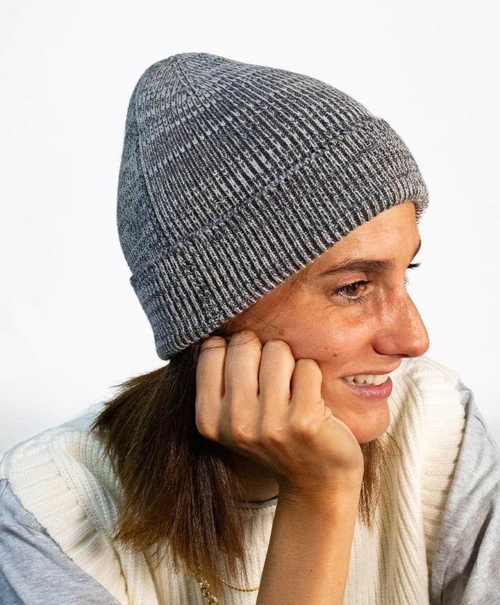 Bonnet chiné gris et sable